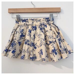 Emile et Ida Cream Skirt with Blue Floral Print